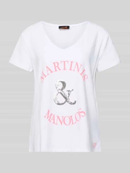 Krój relaxed fit T-shirt z cekinowym obszyciem Model Martinis Manolos' Miss Goodlife biała