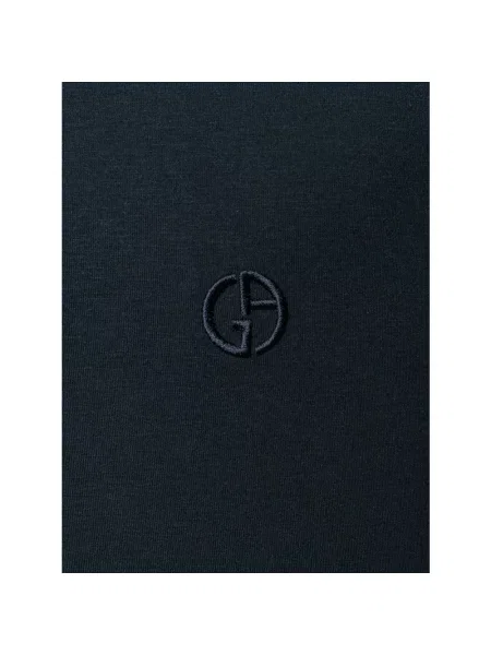 Koszulka Giorgio Armani z krótkim rękawem ze stretchu z logo niebieska