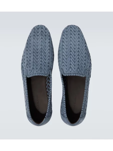 Pantofi loafer Manolo Blahnik din piele albastru