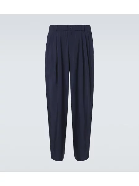 Keprové zúžené kalhoty Giorgio Armani modré