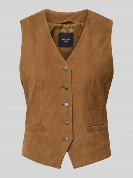 Kamizelka skórzana o kroju regular fit z ozdobnymi szwami model VETUSTA' Weekend Max Mara