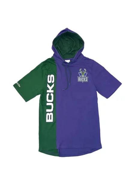 Kratak majica s kapuljačom Mitchell & Ness ljubičasta