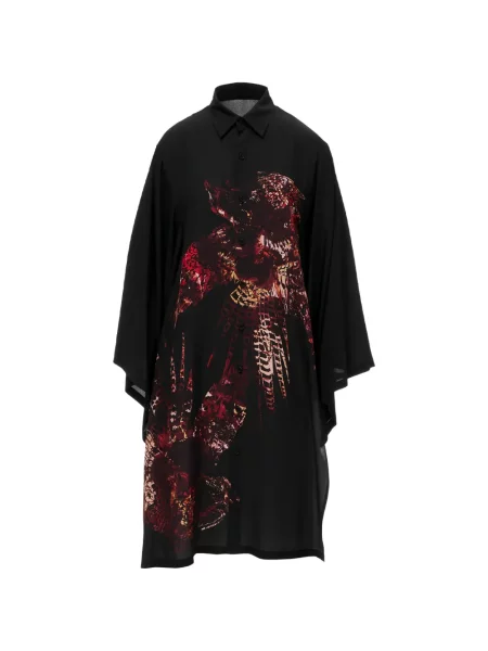 Rochie tip cămașă Yohji Yamamoto cu imagine negru