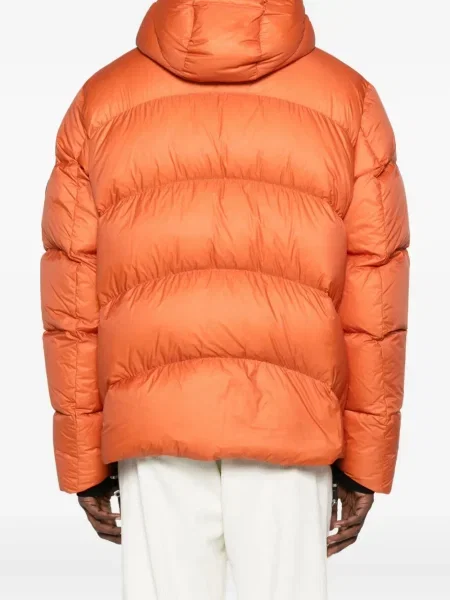 Geacă Moncler cu glugă portocaliu