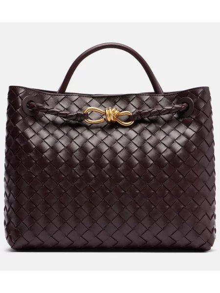 Geanta de piele Bottega Veneta Handle din piele bordo