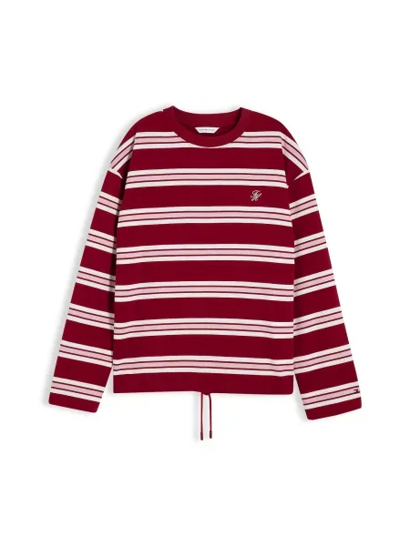 TOMMY HILFIGER Tričko pudrová / bordó bílá