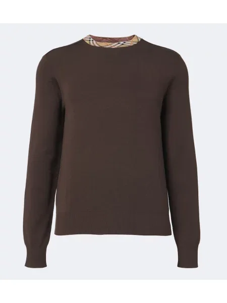 Pulover Burberry de lână în carouri maro