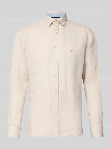 Koszula z lnu o kroju slim fit z kołnierzykiem typu cutaway Fynch-hatton beżowa