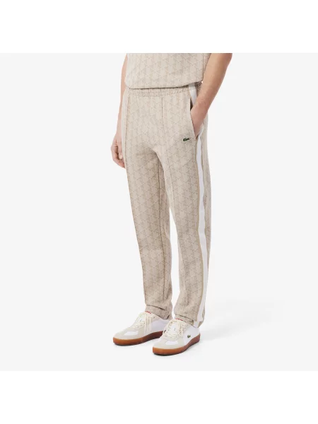 Lacoste Spodnie Dresowe Z Monogramem Paris beżowy