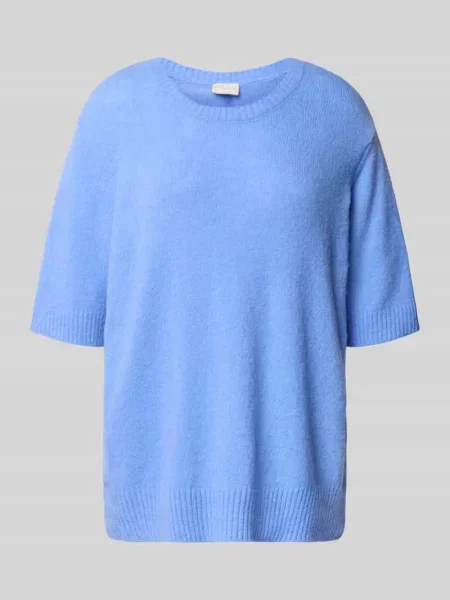 Sweter z dzianiny o kroju oversized z okrągłym dekoltem Milano Italy błękitny