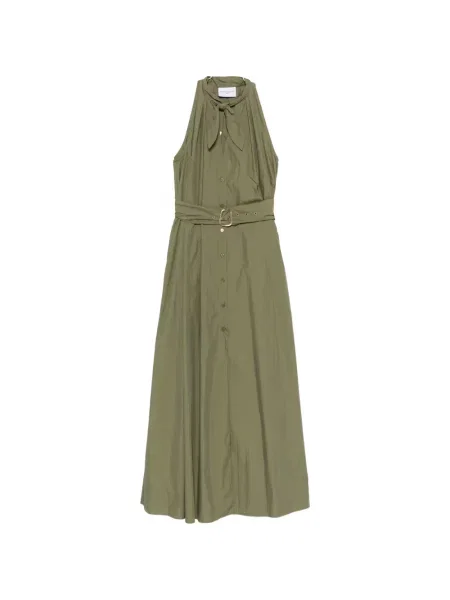Rochie maxi Isabelle Blanche cu legături verde