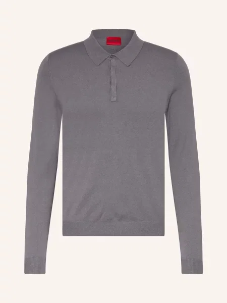 Hugo Úpletová Polokošile San Pippo Slim Fit šedá