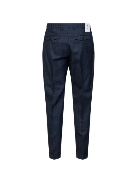 Pantaloni Pt Torino de lână în carouri albastru