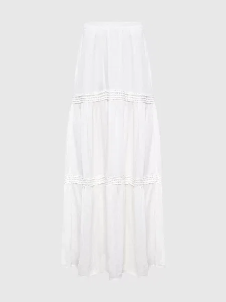 Спідниця максі з кропиви з намистинами та бісером Ermanno Scervino біла