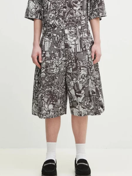 Marcelo Burlon pantaloni scurti din Aop Mech Pajama Shorts Dark Grey Medium barbati gri