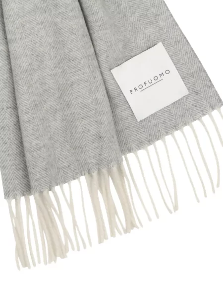 Fular Profuomo cu franjuri cu model herringbone gri