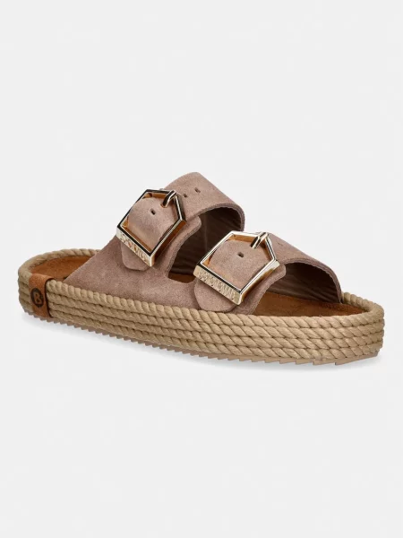 Bohonomad papuci espadrile de femei din piele întoarsă Sydney bej