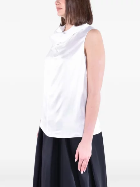 Top 's Max Mara de mătase drapat alb