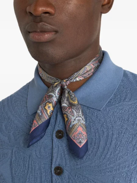 Fular Etro cu imagine cu model paisley albastru