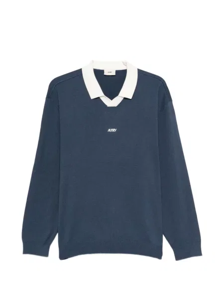 Tricou Autry cu decolteu în V lung albastru