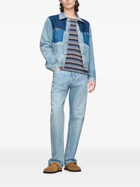 Μάλλινος ριγέ πουλόβερ Maison Margiela μπλε