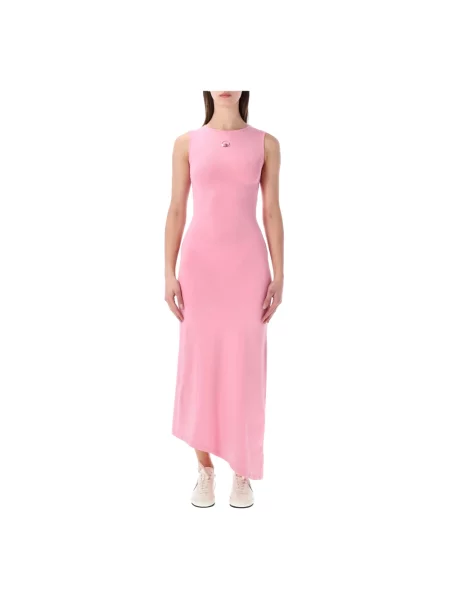 Sukienka midi Marine Serre z perełkami do kolan garniturowa różowa