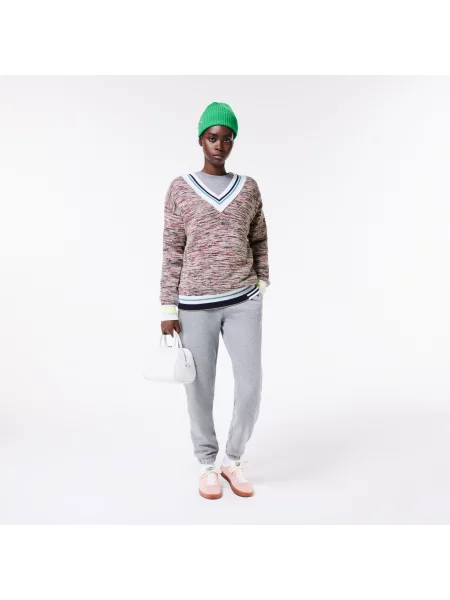 Lacoste Sweter Z Wełny Alpaki Z Dekoltem W Serek I W Kontrastowe Paski