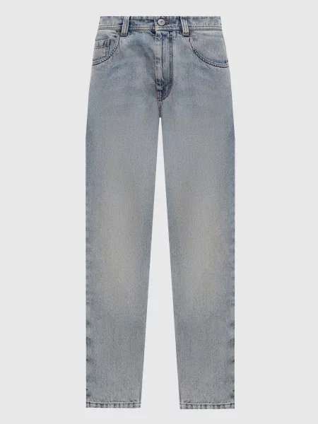 Джинси мом з ефектом потертості Brunello Cucinelli блакитні