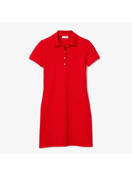Lacoste Sukienka Polo Z Elastycznej Bawełny Piki czerwona