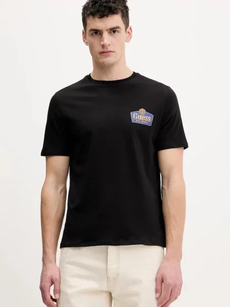Tričko Guess Jeans s potiskem černá