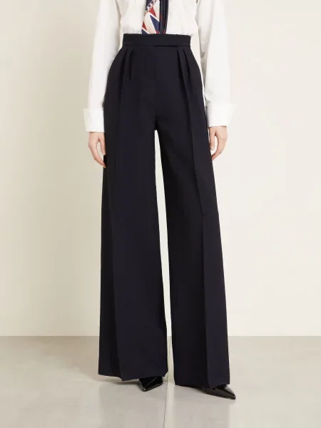 Max Mara Spodnie Z Materiału Typu Marlene Mxmsecolo blau niebieskie