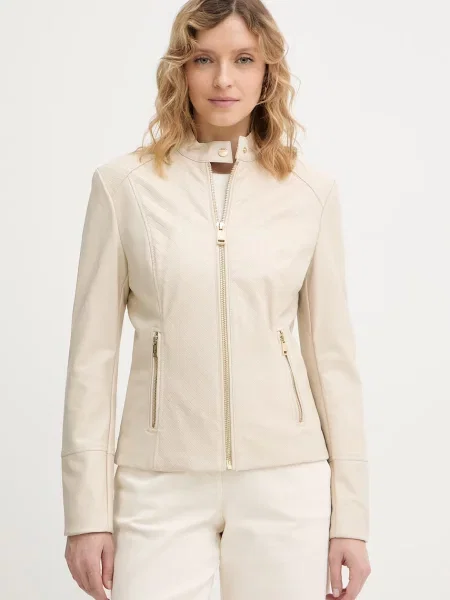 Guess Young Poets Society geacă biker de piele Emma bej
