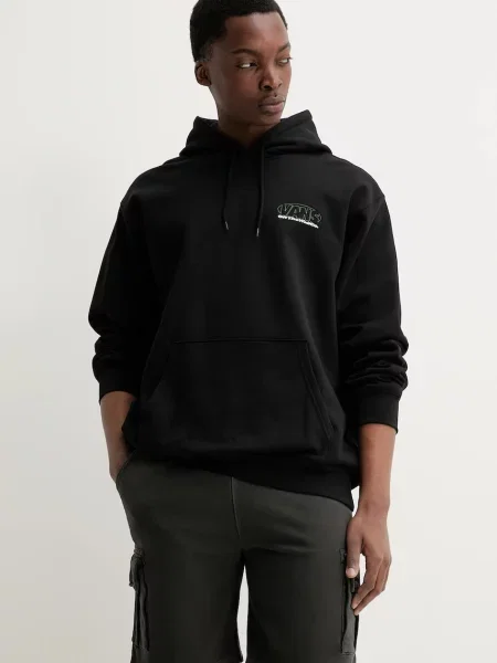 Суичър с качулка Vans с качулка с принт черно