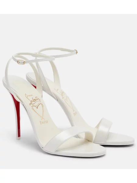 Sandale Christian Louboutin din piele slingback alb