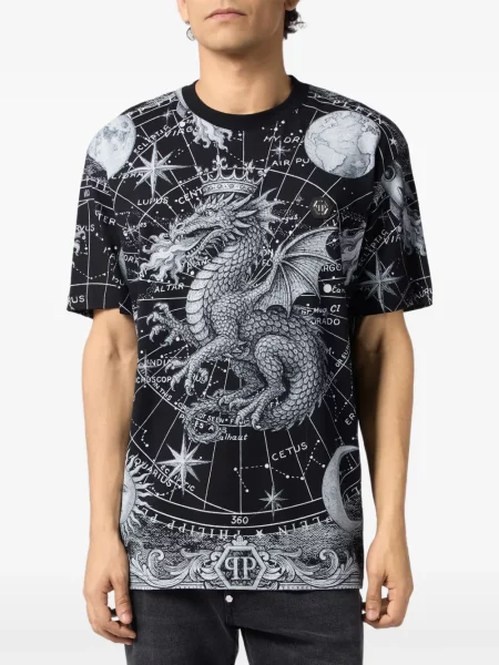 Tricou Philipp Plein cu imagine negru