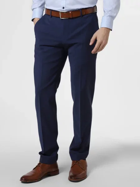 Finshley & Harding spodnie od garnituru modułowego Mężczyźni Modern Fit jednolity 26 niebieski