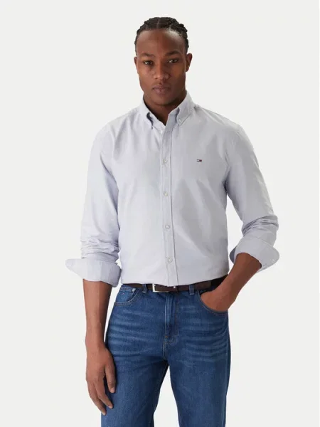 Tommy Jeans koszula regular z kołnierzykiem button-down niebieski