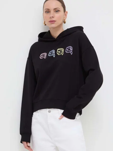 Karl Lagerfeld hanorac de femei cu glugă cu imprimeu negru