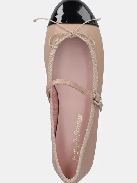 Кожаные балетки Pretty Ballerinas бежевые