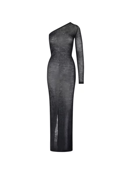 Rochie Rick Owens tricotate cu un umăr gol negru