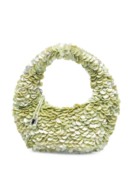 Geantă shopper Staud cu paiete verde