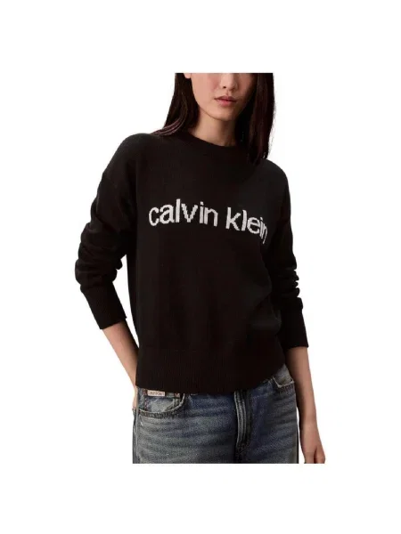 Calvin Klein Jeans Pulover / alb negru
