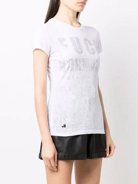 Křišťálové tričko Philipp Plein bílé