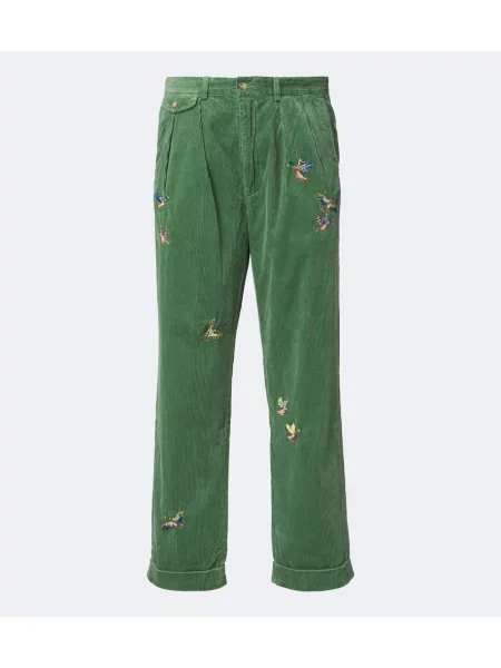 Hímzett kordbársony nadrág Polo Ralph Lauren zöld
