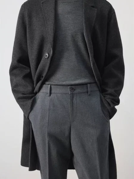 Spodnie flanelowe slim fit jasnoszary Mężczyzna 44 MANGO MAN