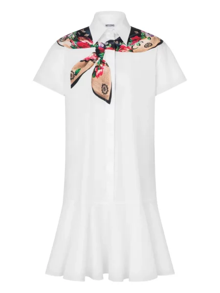 Rochie mini Moschino cu volane scurtă de costum alb