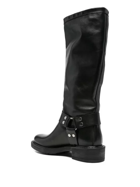 Botine Metisse din piele cu cataramă negru