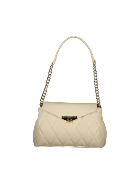 Lniana torebka Valentino Bags beżowa