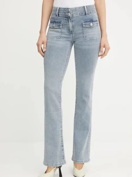 Morgan jeans high waist albastru