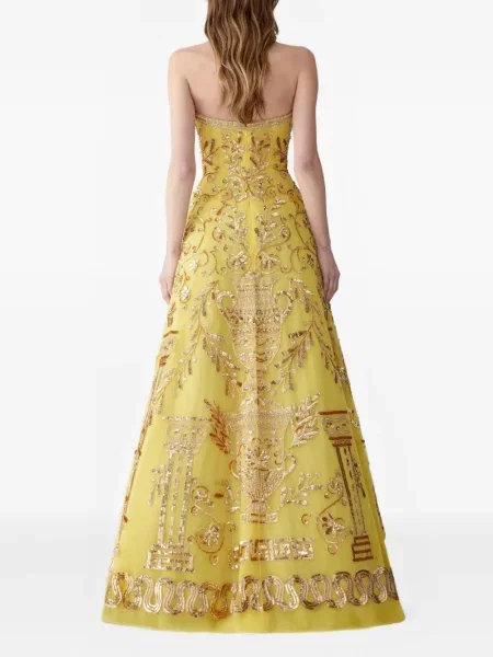 Sukienka Carolina Herrera tiulowa bez ramiączek żółta